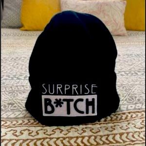 Graphic expression black winter hat